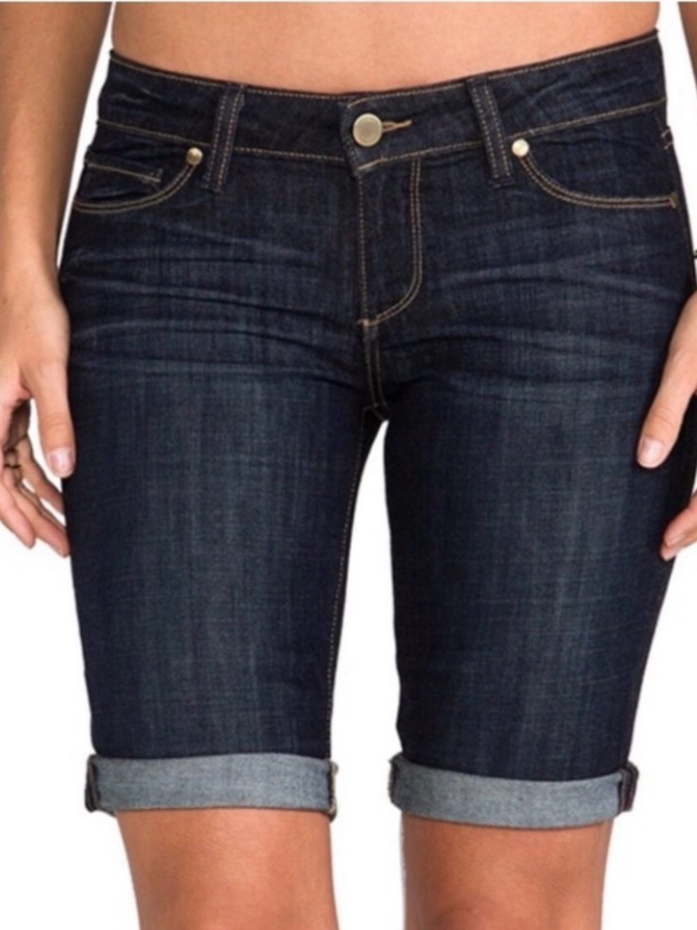 PAIGE Canyon Dark Denim Bermuda Shorts